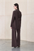 LUCAS LYOCELL SHAWL DETAIL PANTS SET BROWN