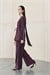 LUCAS LYOCELL SHAWL DETAIL PANTS SET BURGUNDY