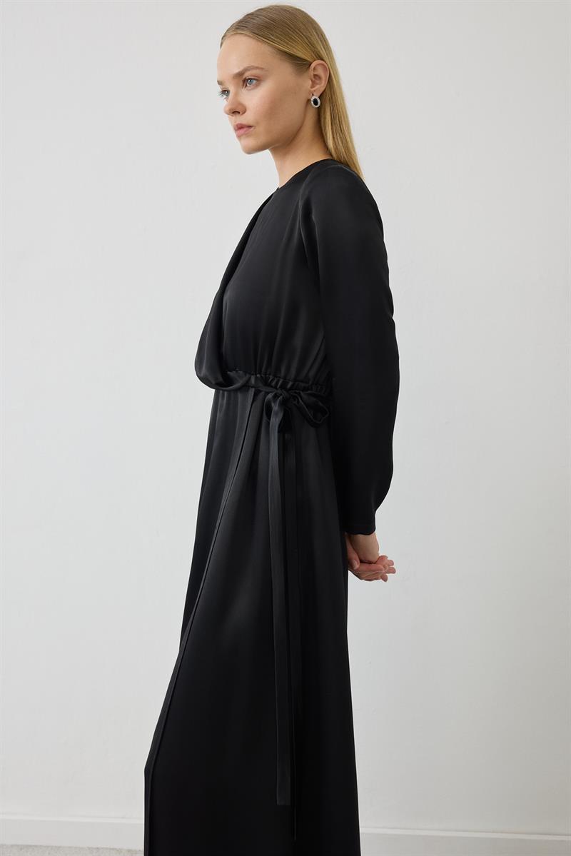LUCCA TIE FRONT DRESS BLACK