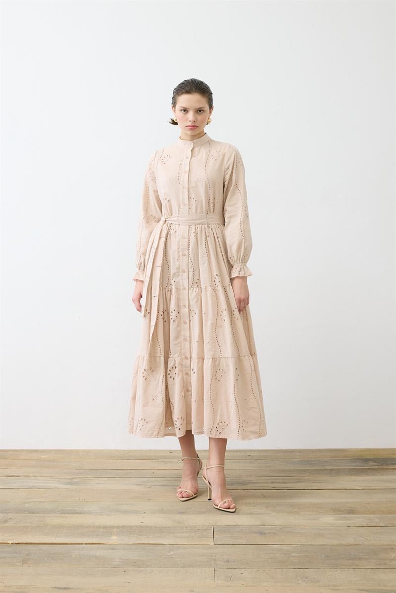 LUNA COTTON BRODERIE DRESS POWDER PINK