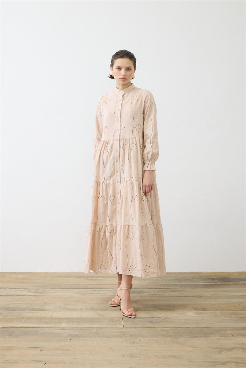 LUNA COTTON BRODERIE DRESS POWDER PINK