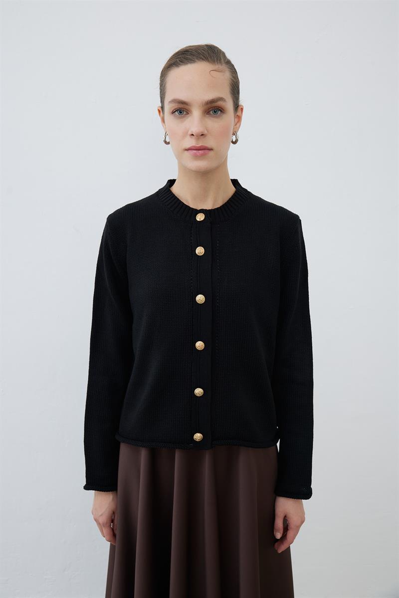 MARİN ÇİZGİLİ TRİKO HIRKA SİYAH