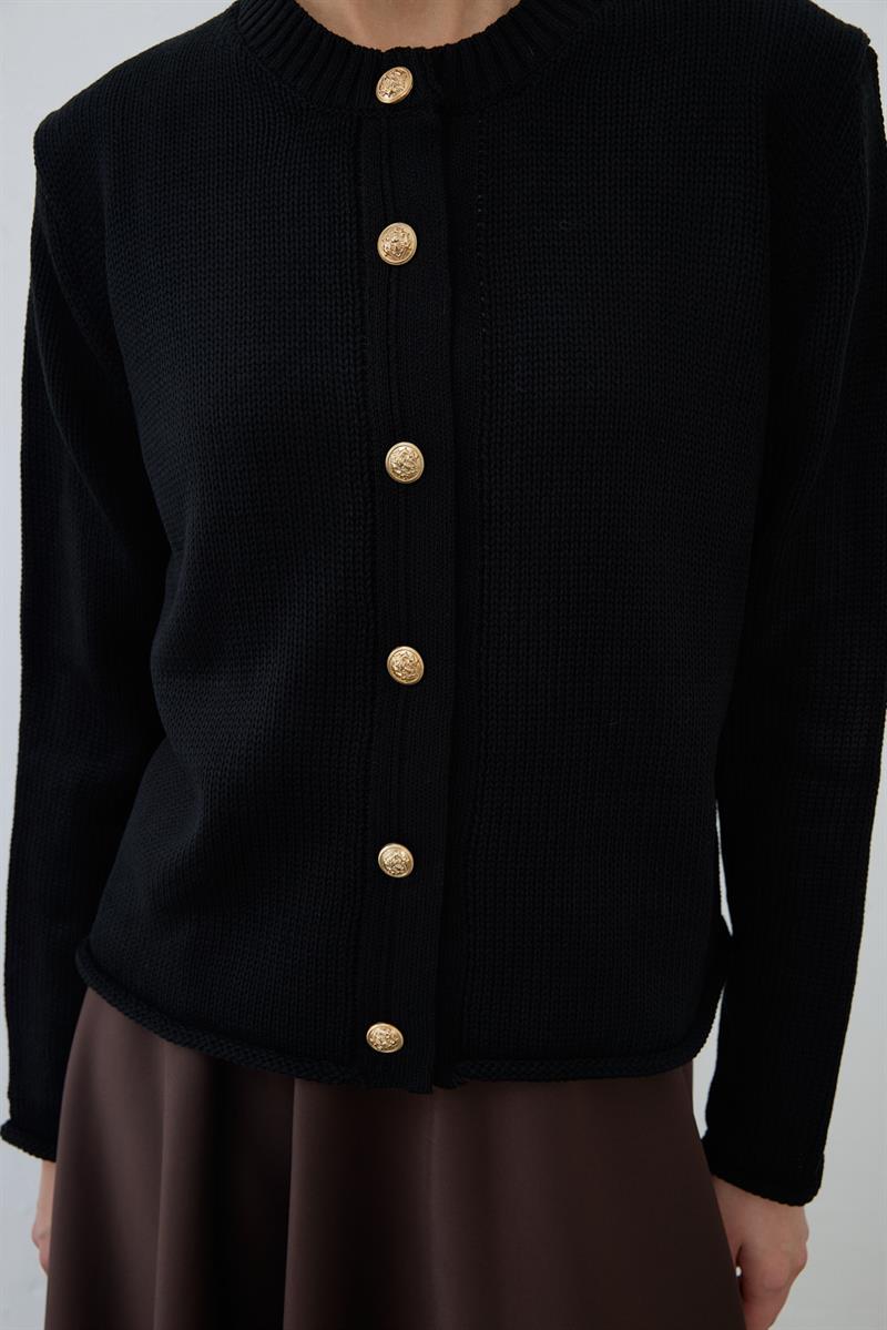 MARİN ÇİZGİLİ TRİKO HIRKA SİYAH