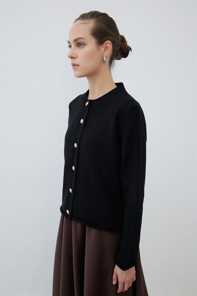 MARİN ÇİZGİLİ TRİKO HIRKA SİYAH