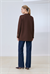 MARTA SCUBA PUFF COLLEGE CARDIGAN DARK BROWN