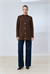 MARTA SCUBA PUFF COLLEGE CARDIGAN DARK BROWN