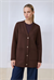 MARTA SCUBA PUFF COLLEGE CARDIGAN DARK BROWN