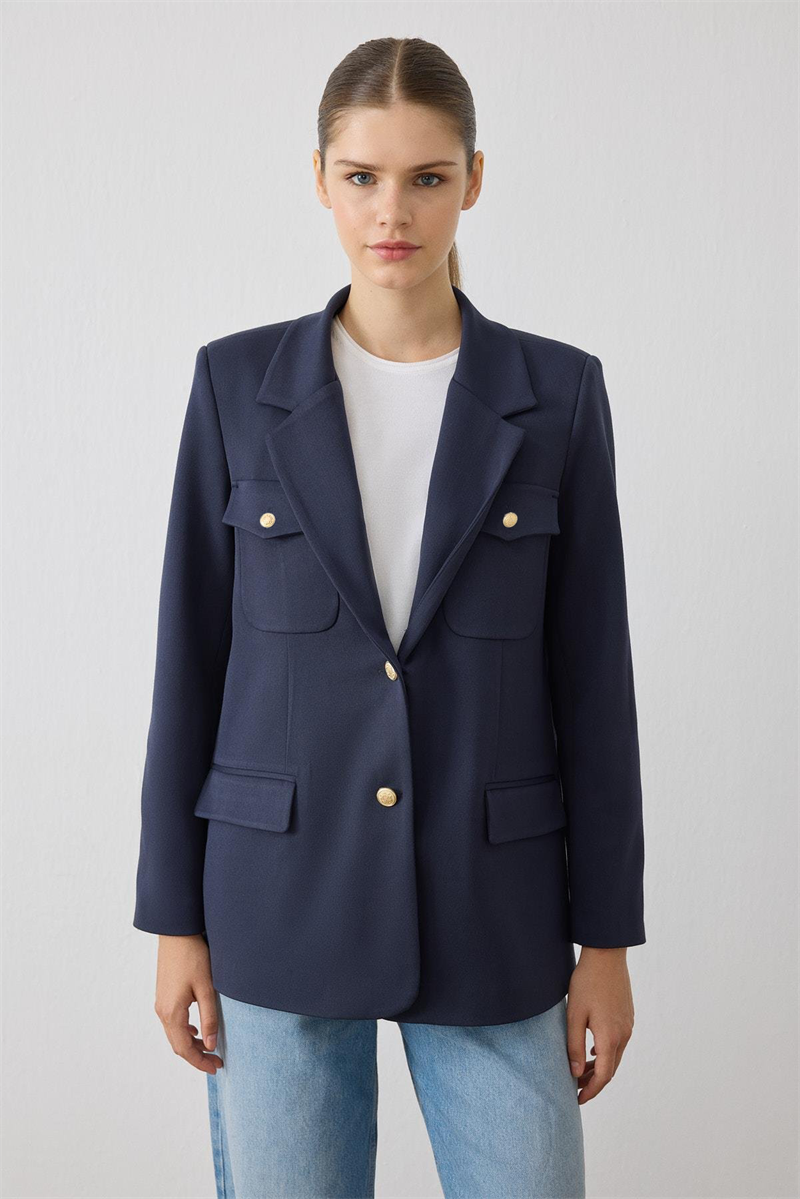 MEGAN CEPLİ CEKET LACİVERT