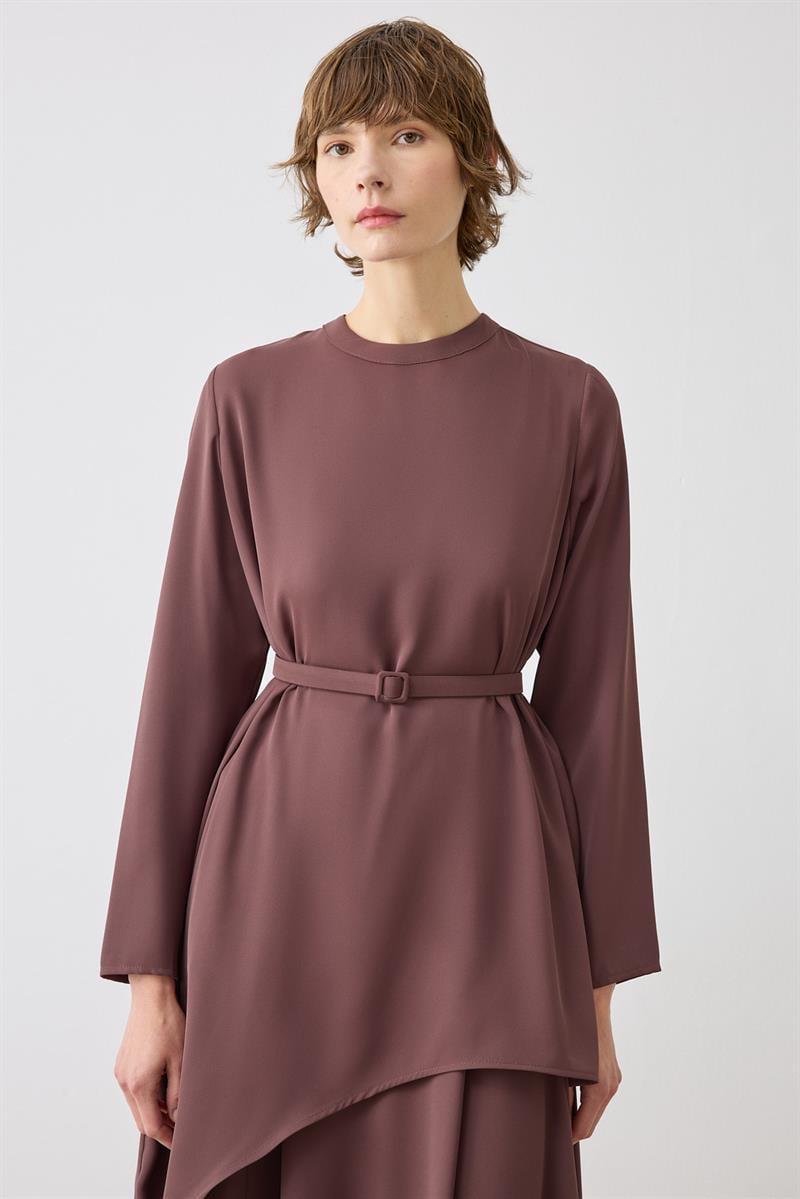 MELIN ASYMMETRICAL SKIRT SET BROWN