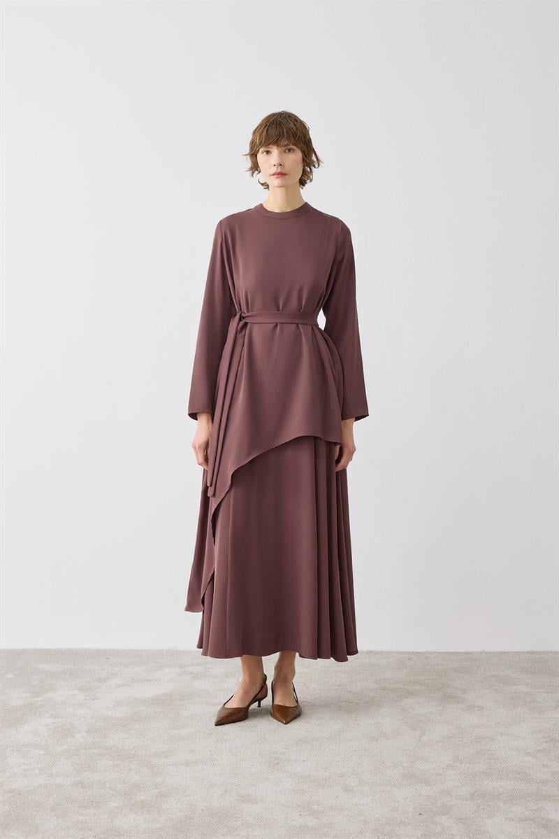 MELIN ASYMMETRICAL SKIRT SET BROWN