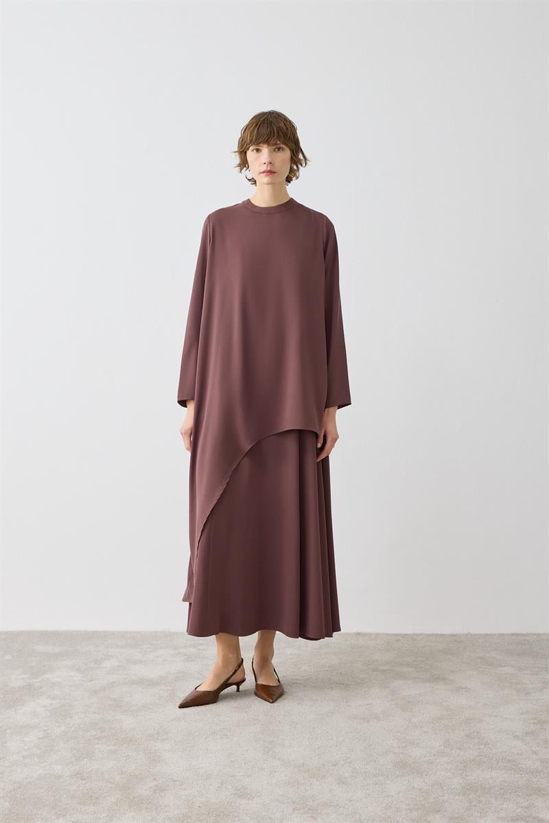 MELIN ASYMMETRICAL SKIRT SET BROWN