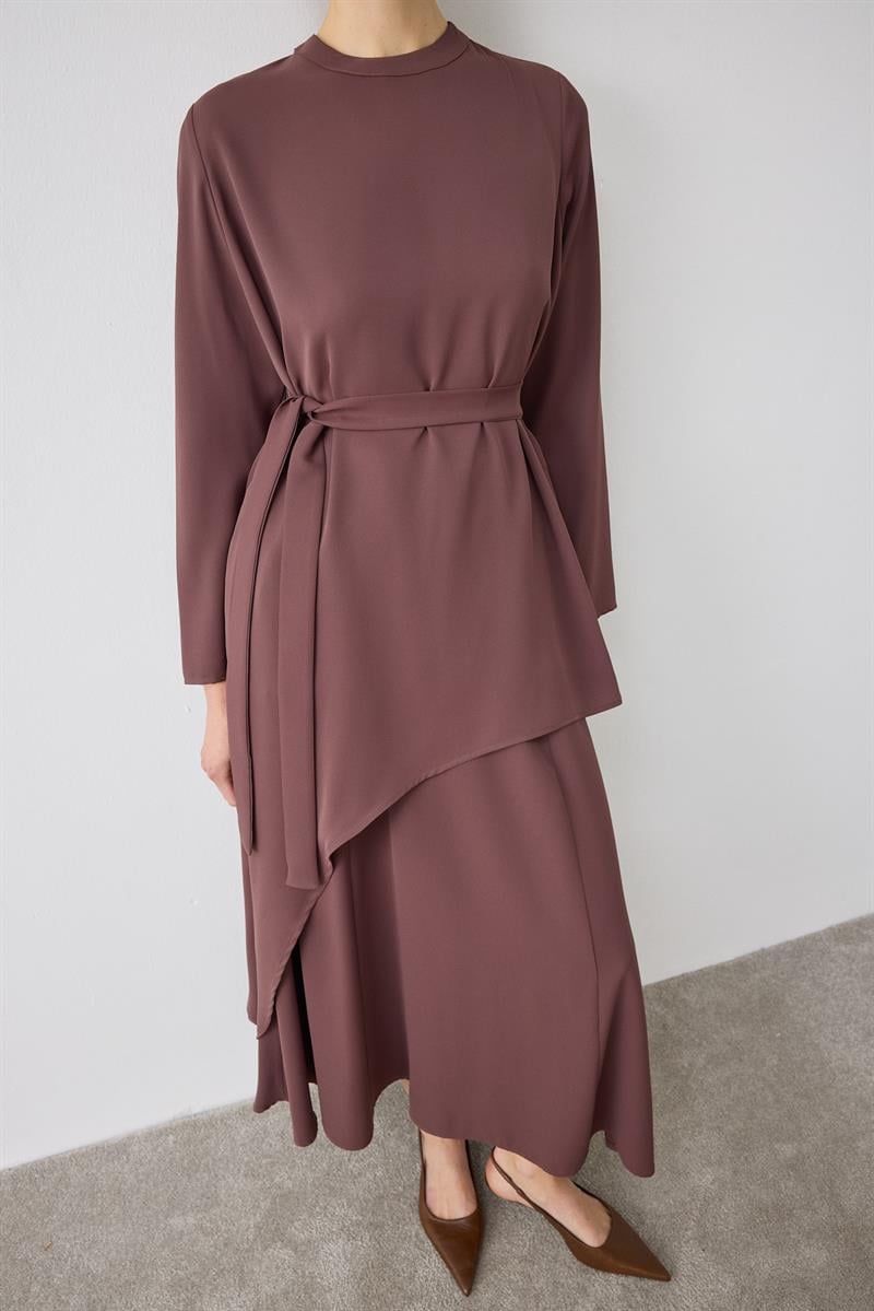MELIN ASYMMETRICAL SKIRT SET BROWN