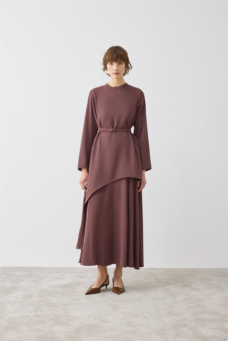 MELIN ASYMMETRICAL SKIRT SET BROWN
