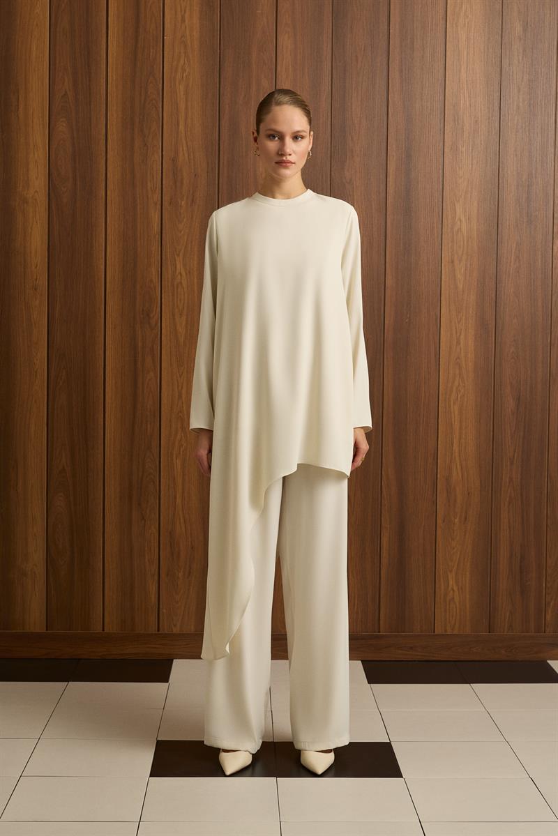 MELIN ASYMMETRICAL PANTS SET VANILLA