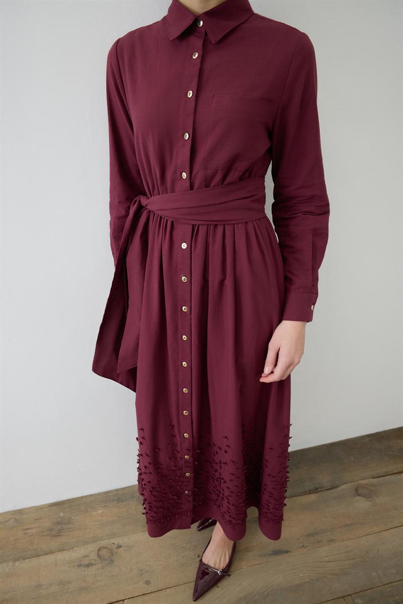 MELISSA BRODERIE DRESS BURGUNDY