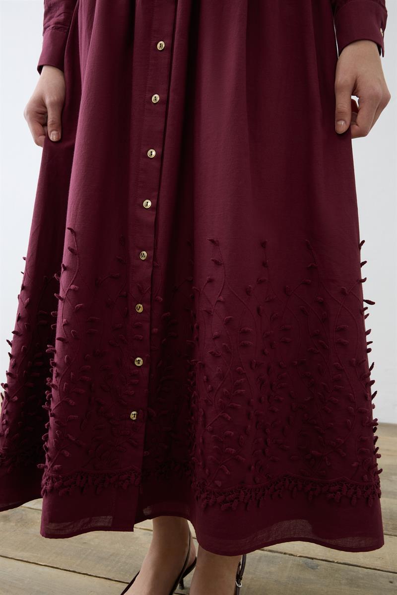 MELISSA BRODERIE DRESS BURGUNDY