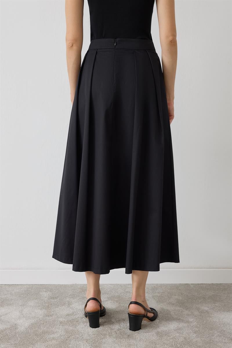 MEVA GABARDINE PLEATED SKIRT BLACK