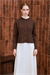 MEVA SHIRT COLLAR KNIT CARDIGAN BROWN