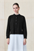 MEVA SHIRT COLLAR KNIT CARDIGAN BLACK