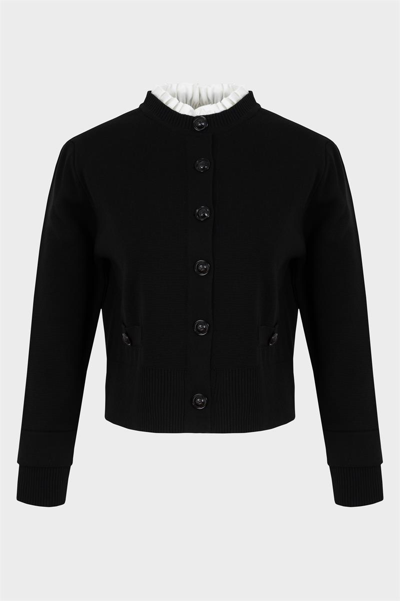 MEVA GÖMLEK YAKA TRİKO HIRKA SİYAH