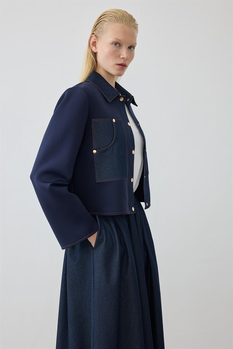 MİORİ AMİRA DENİM ETEKLİ TAKIM LACİVERT