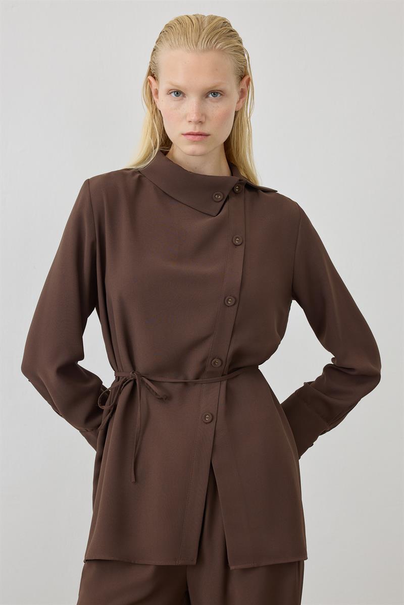 MIORI AUREN CREPE PANTS SET BROWN