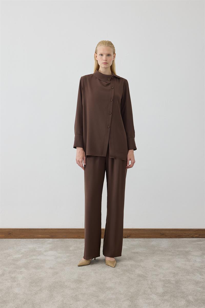 MIORI AUREN CREPE PANTS SET BROWN