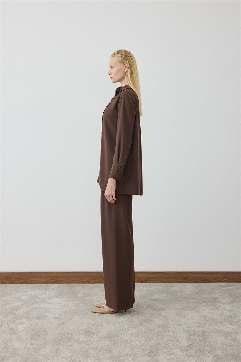 MIORI AUREN CREPE PANTS SET BROWN