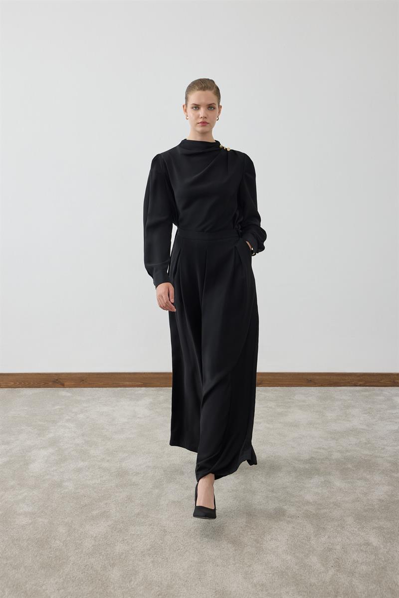 MIORI BOIS CREPE PANTS SET BLACK