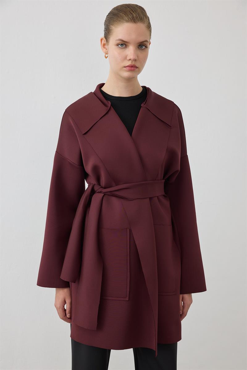 MİORİ CEPLİ PUF KAP BORDO