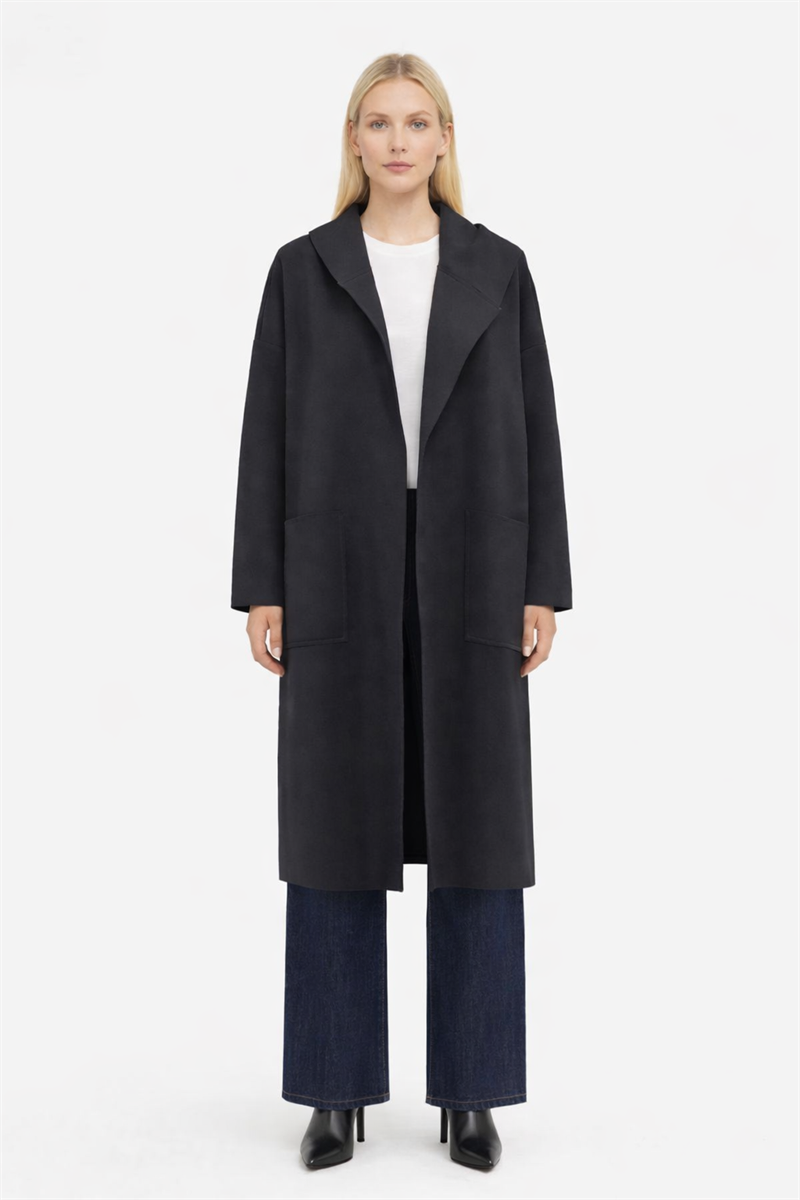 MİORİ CEPLİ UZUN KAP SİYAH