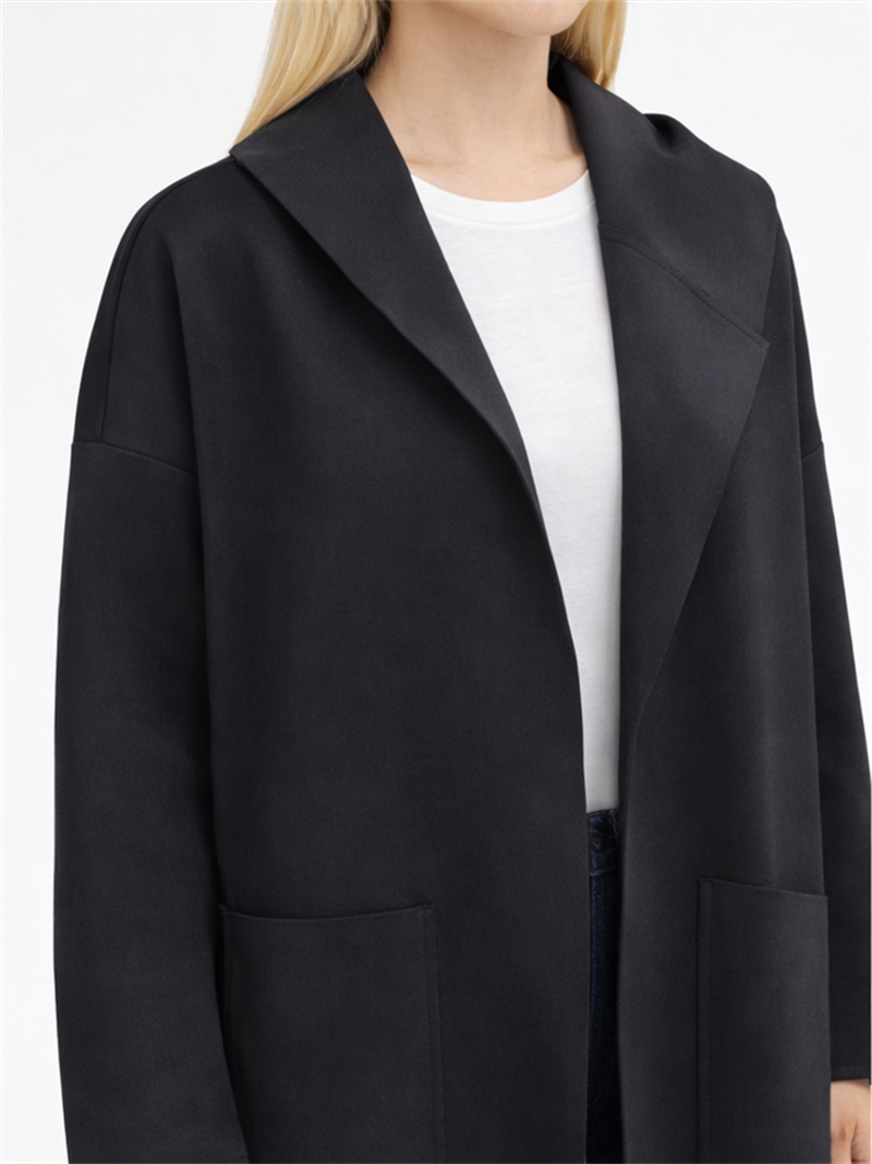 MİORİ CEPLİ UZUN KAP SİYAH