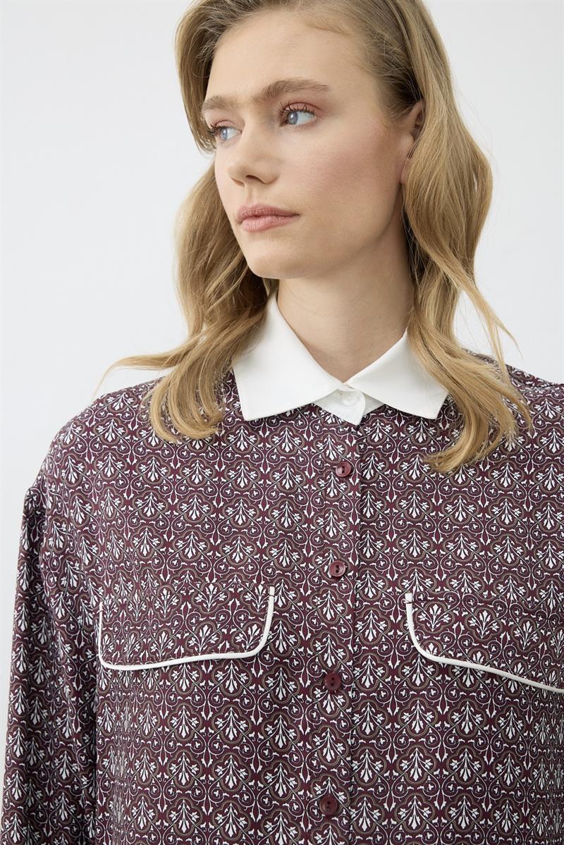 MİORİ DOVE ETEKLİ RAYON VİSKON TAKIM BORDO
