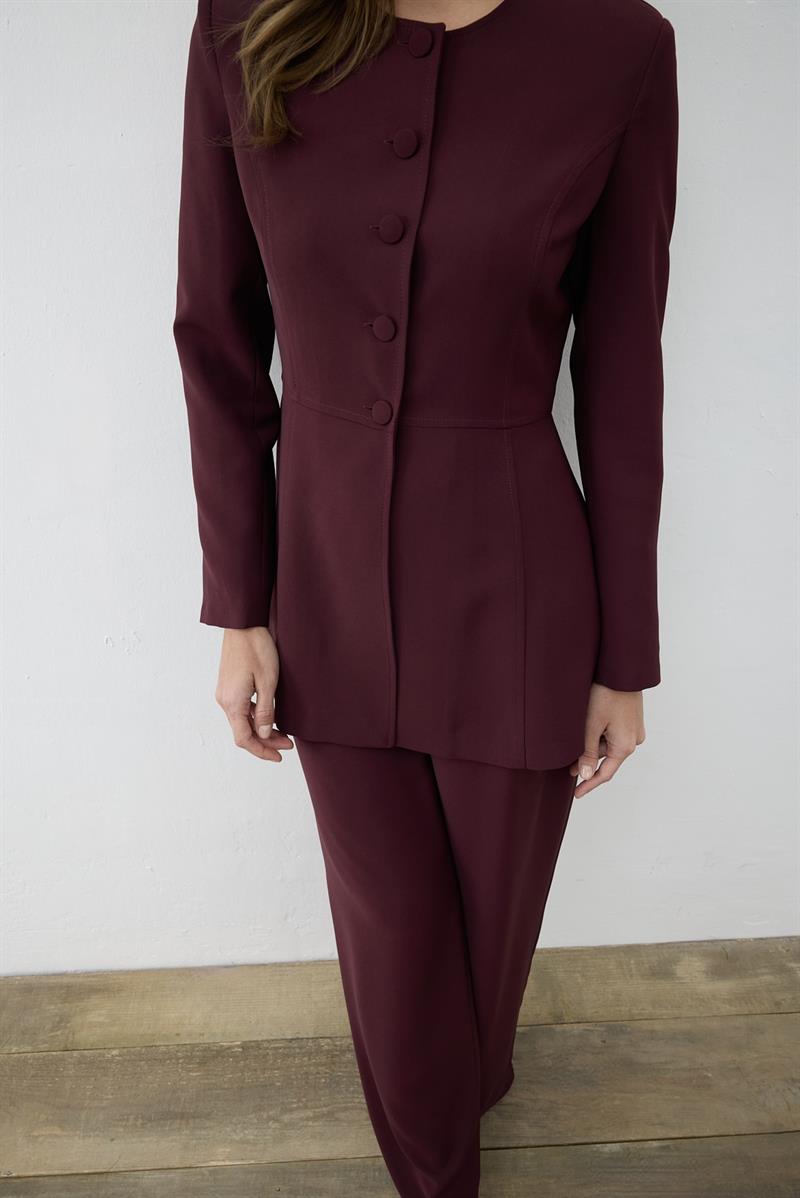 MİORİ FEMME CEKET PANTOLON KREP TAKIM BORDO