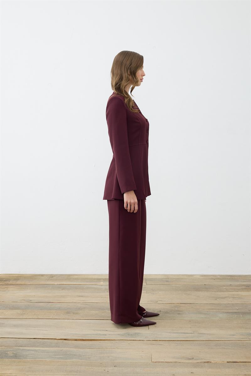MİORİ FEMME CEKET PANTOLON KREP TAKIM BORDO