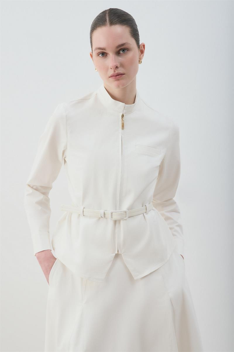 MİORİ FLOREN ETEKLİ TAKIM EKRU