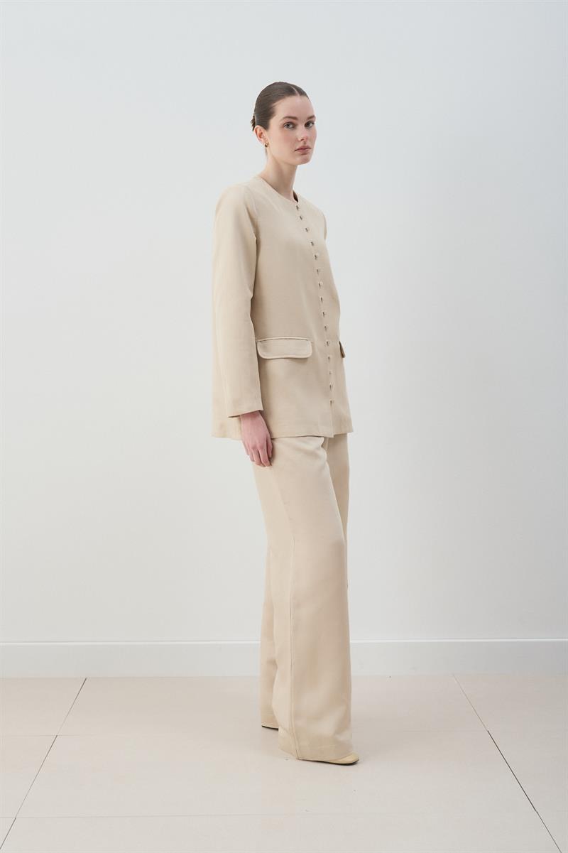 MİORİ GRESSA CEKET PANTOLON LYOCELL KETEN TAKIM NATURAL