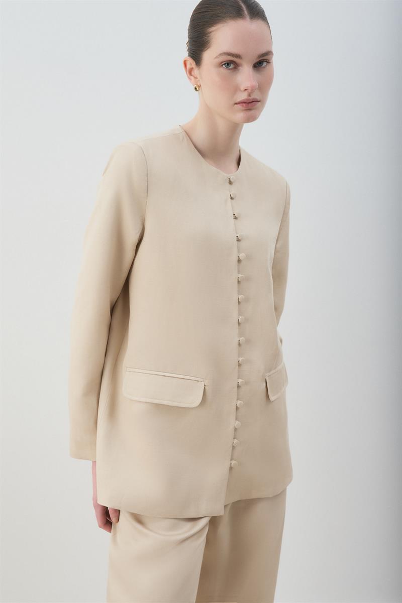 MİORİ GRESSA CEKET PANTOLON LYOCELL KETEN TAKIM NATURAL