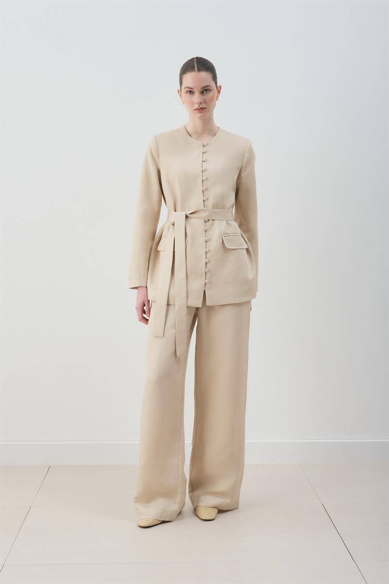 MİORİ GRESSA CEKET PANTOLON LYOCELL KETEN TAKIM NATURAL