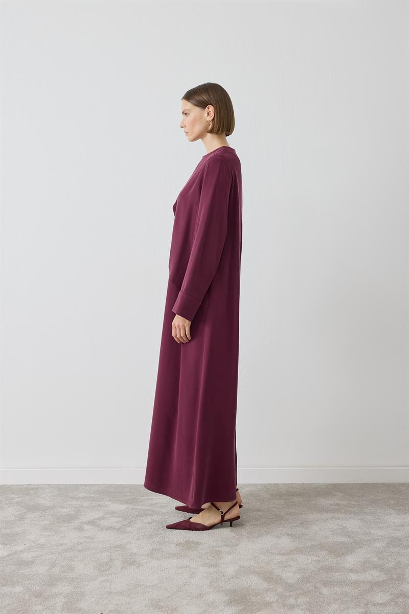 MIORI JAVE WASHED MODAL DRESS BURGUNDY
