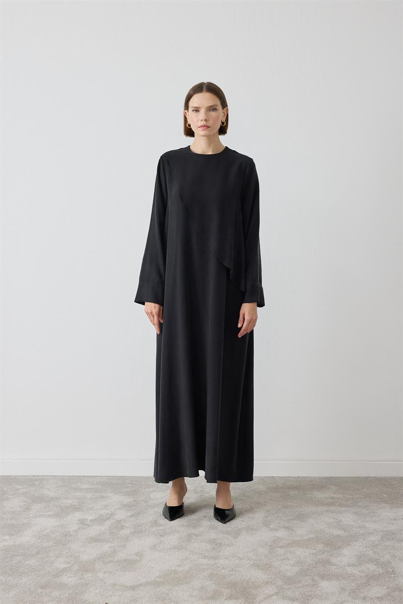 MİORİ JAVE MODAL TAŞLANMIŞ ELBİSE SİYAH