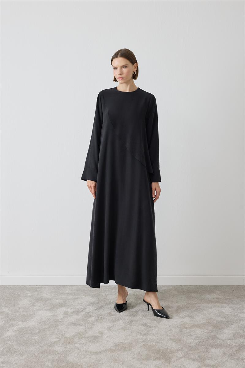 MİORİ JAVE MODAL TAŞLANMIŞ ELBİSE SİYAH