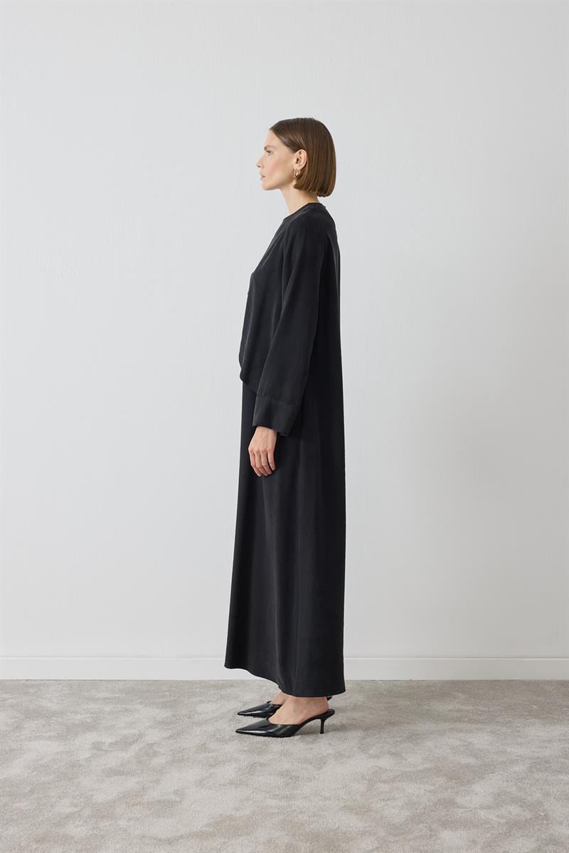 MİORİ JAVE MODAL TAŞLANMIŞ ELBİSE SİYAH