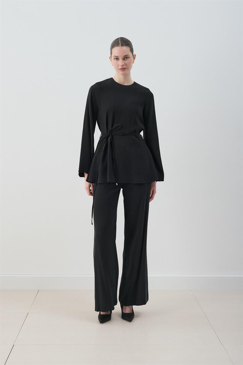 MİORİ JESSE TAŞLANMIŞ MODAL PANTOLONLU TAKIM SİYAH