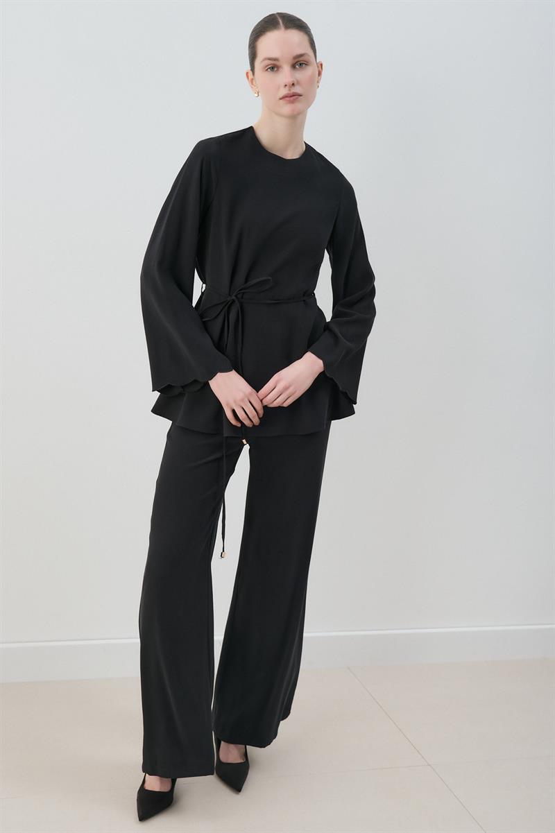 MİORİ JESSE TAŞLANMIŞ MODAL PANTOLONLU TAKIM SİYAH