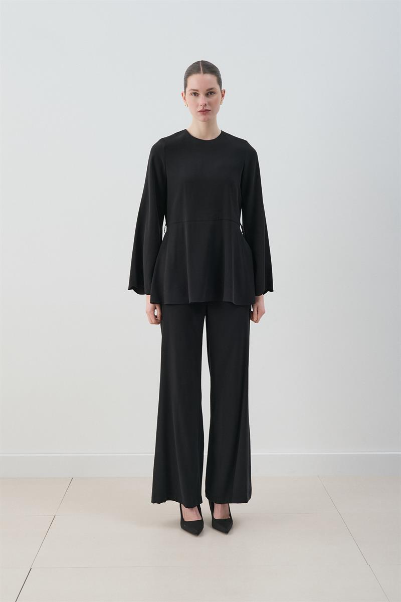 MİORİ JESSE TAŞLANMIŞ MODAL PANTOLONLU TAKIM SİYAH