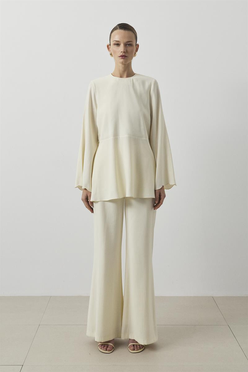 MİORİ JESSE TAŞLANMIŞ MODAL PANTOLONLU TAKIM EKRU