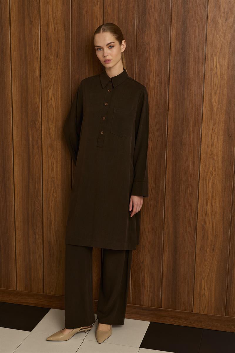 MIORI LONDE LONG TUNIC TENCEL SET BROWN