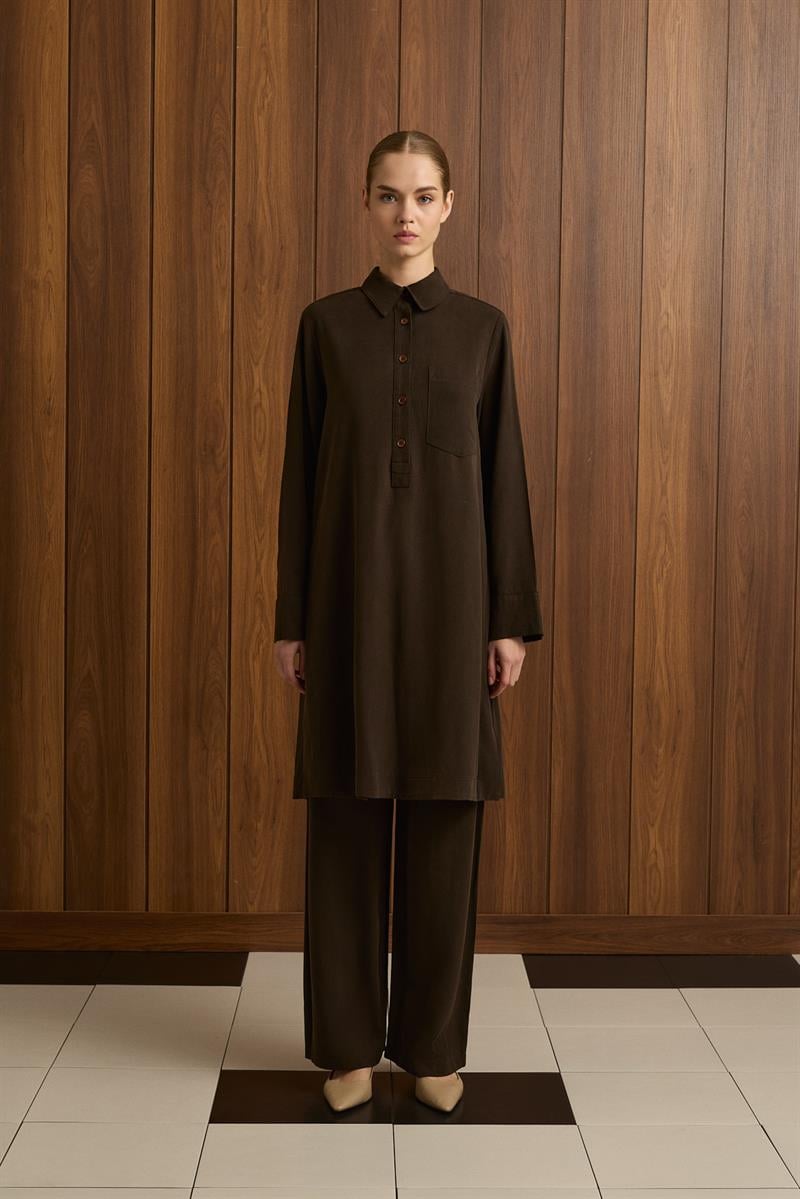 MIORI LONDE LONG TUNIC TENCEL SET BROWN