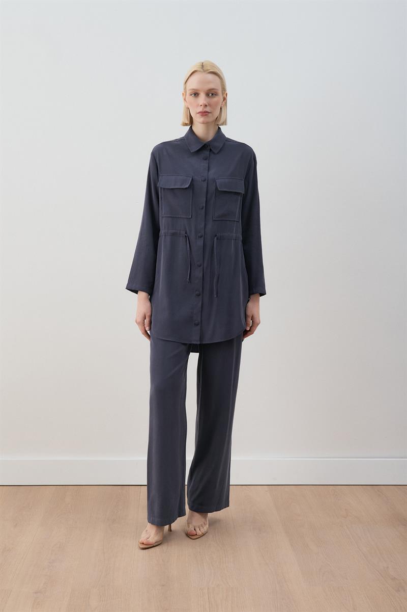 MİORİ LORES TAŞLANMIŞ MODAL PANTOLONLU TAKIM LACİVERT